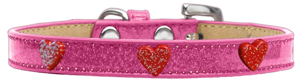 Red Glitter Heart Ice Cream Collar for dogs, featuring colorful widgets and a durable design, perfect for stylish pets.