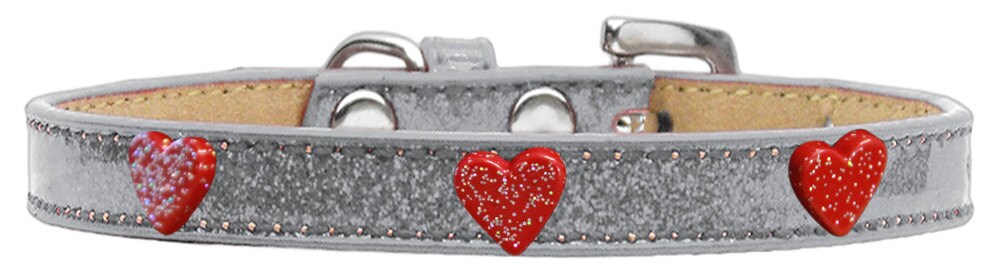 Red Glitter Heart Ice Cream Collar for dogs, featuring colorful widgets and a durable design, perfect for stylish pets.