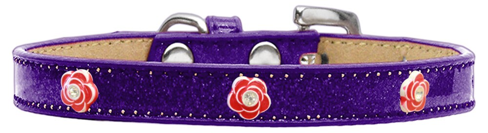A stylish dog collar featuring a Red Roses design, perfect for pets of all sizes, showcasing vibrant colors and secure widgets.