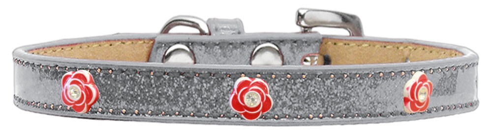 A stylish dog collar featuring a Red Roses design, perfect for pets of all sizes, showcasing vibrant colors and secure widgets.
