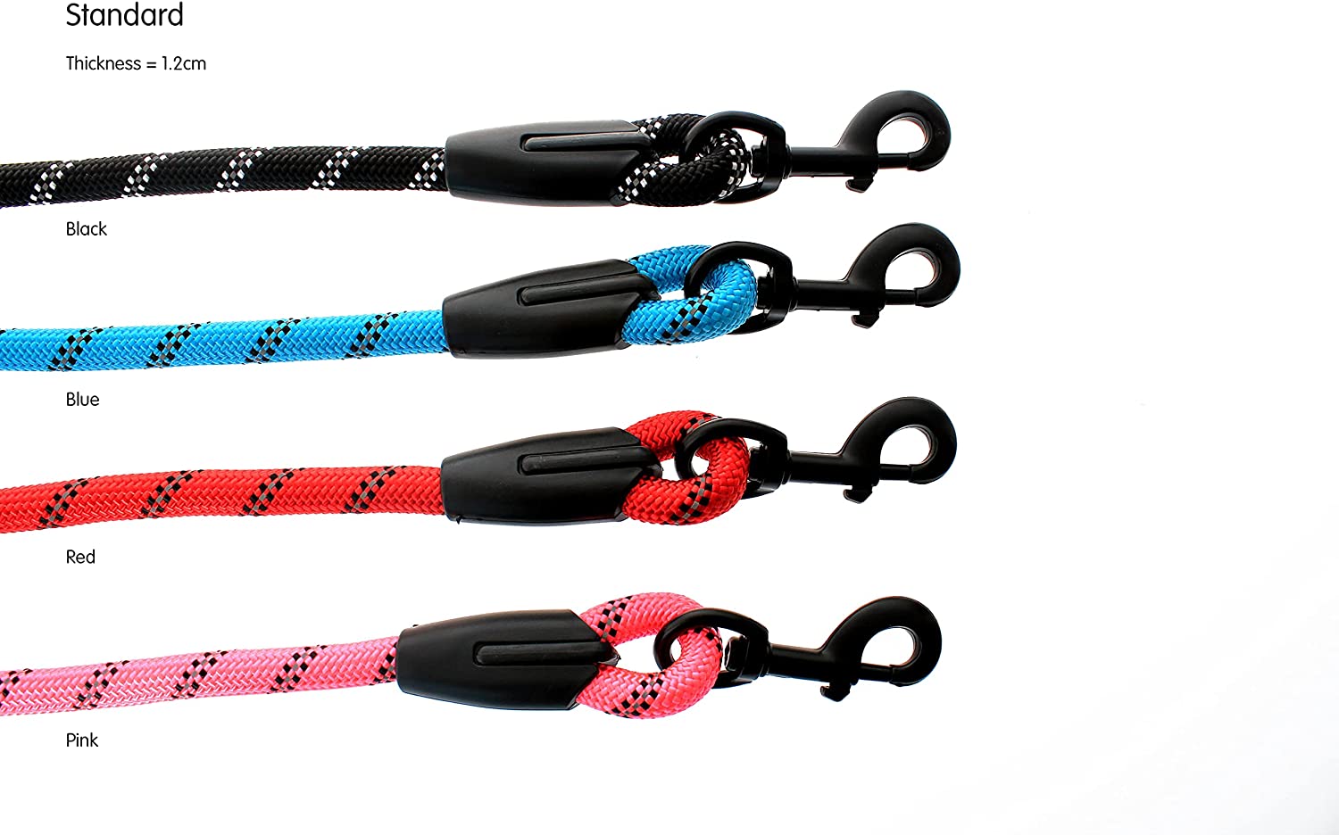 A durable dog rope lead featuring reflective stitching and a comfortable padded handle, ideal for safe nighttime walks.