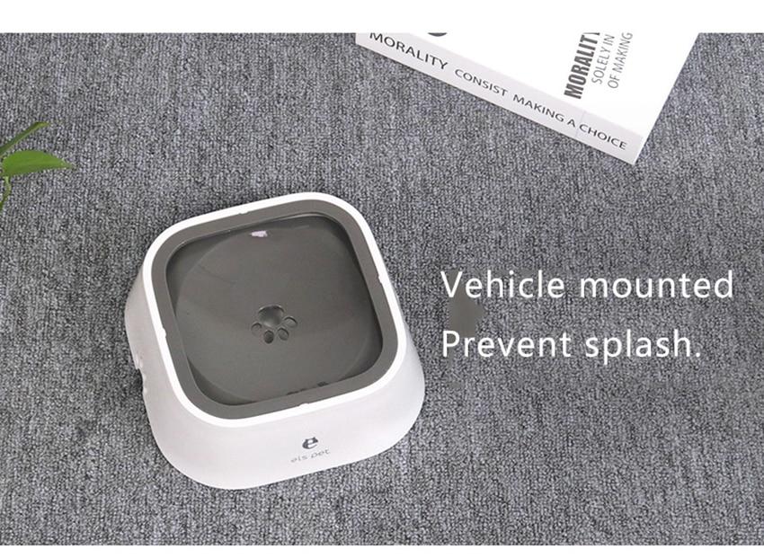 Portable dog water bowl with large capacity, splash-proof design, and non-slip bottom, suitable for travel and outdoor use.