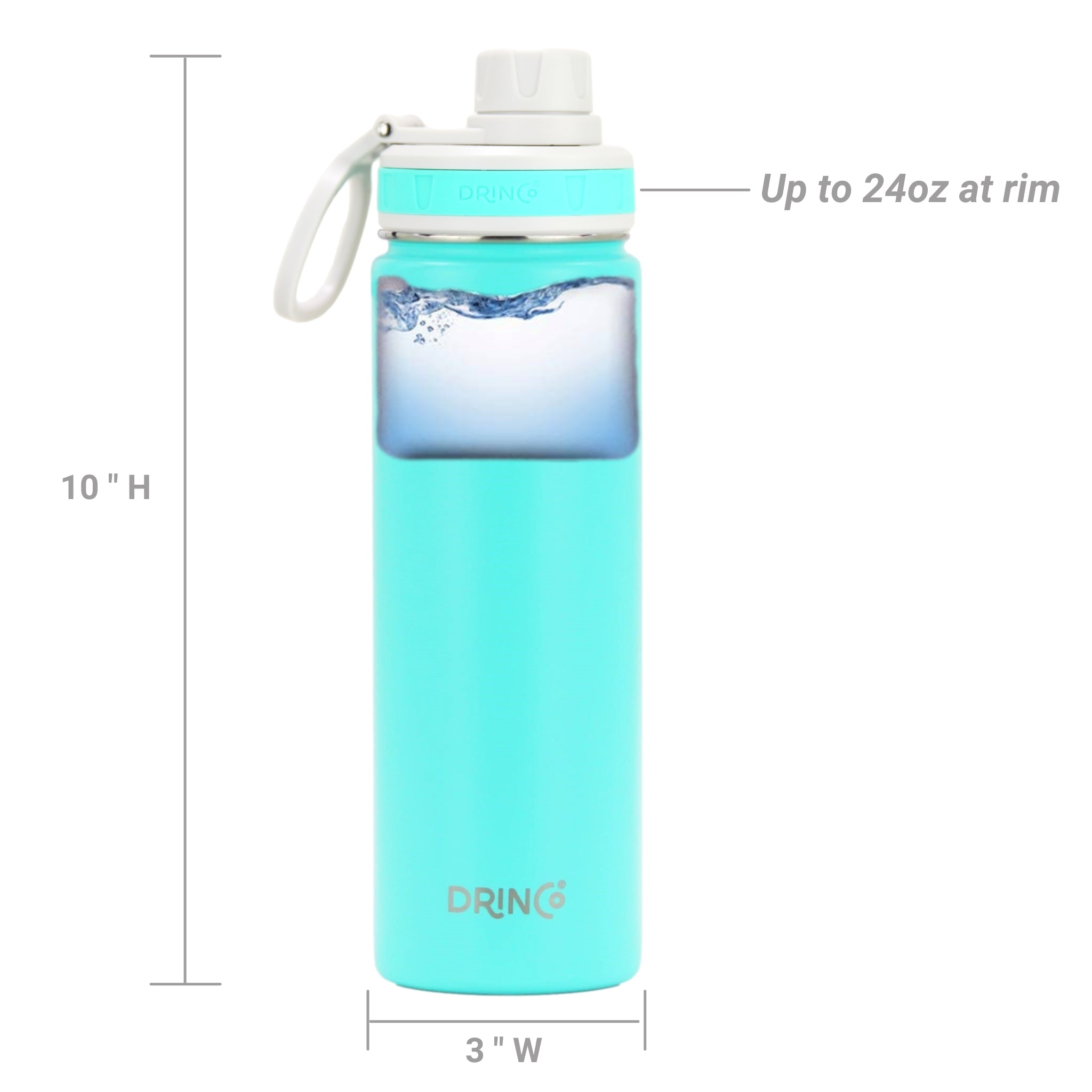 DRINCO® 22oz Stainless Steel Sport Water Bottle in Teal, showcasing its sleek design and durable construction.