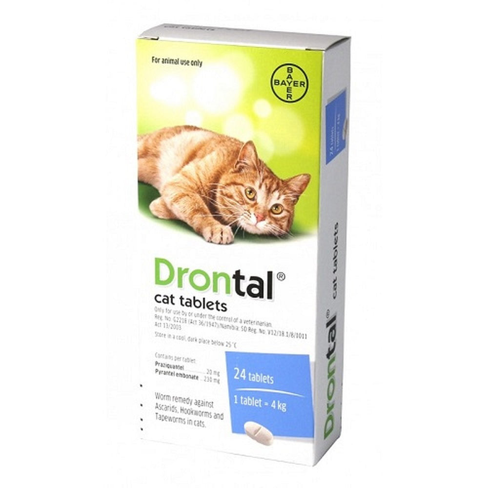 Drontal Allwormer for Cats - 4 tablets in packaging, designed to eliminate various intestinal worms.