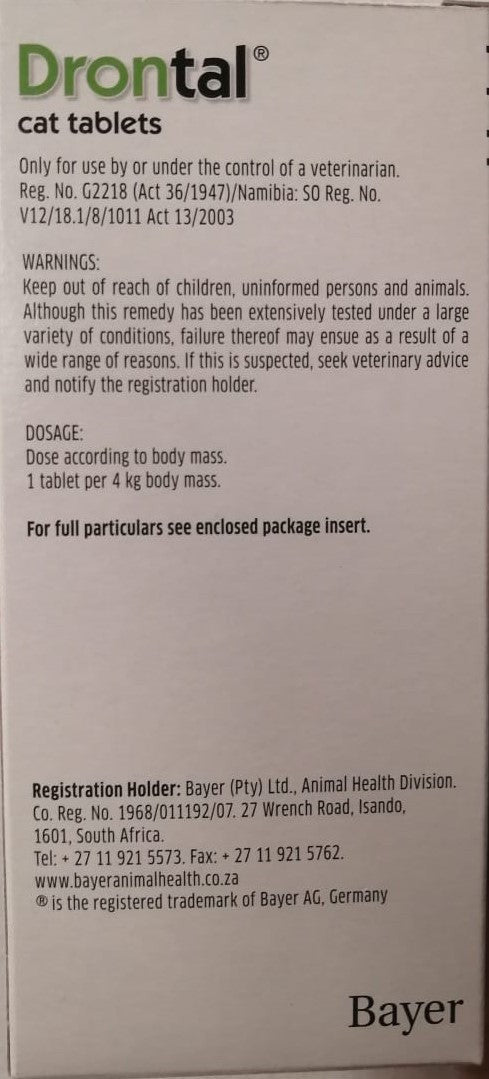 Drontal Allwormer for Cats - 4 tablets in packaging, designed to eliminate various intestinal worms.