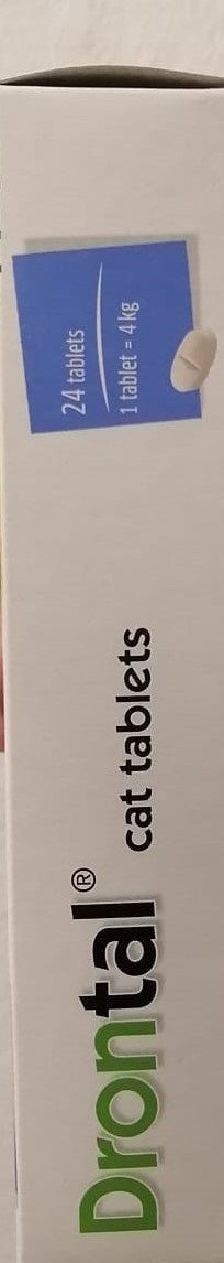 Drontal Allwormer for Cats - 4 tablets in packaging, designed to eliminate various intestinal worms.