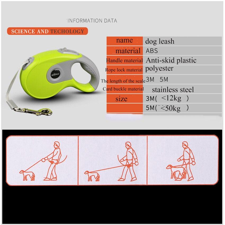 Durable automatic retractable dog leash made of nylon, available in various colors, designed for small to medium dogs.