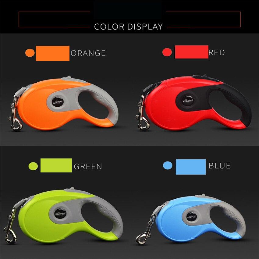 Durable automatic retractable dog leash made of nylon, available in various colors, designed for small to medium dogs.