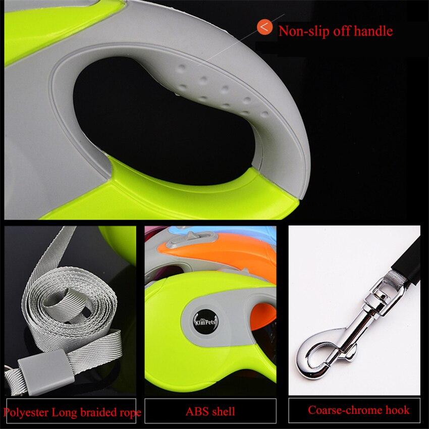 Durable automatic retractable dog leash made of nylon, available in various colors, designed for small to medium dogs.