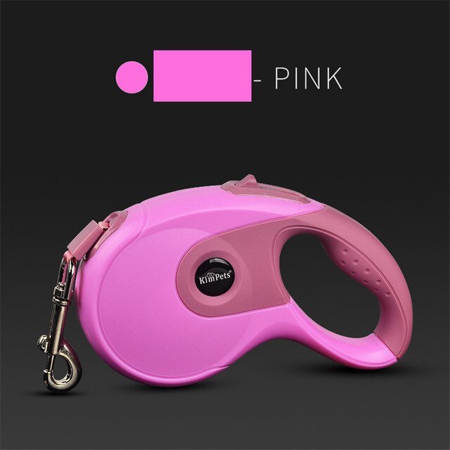 Durable automatic retractable dog leash made of nylon, available in various colors, designed for small to medium dogs.