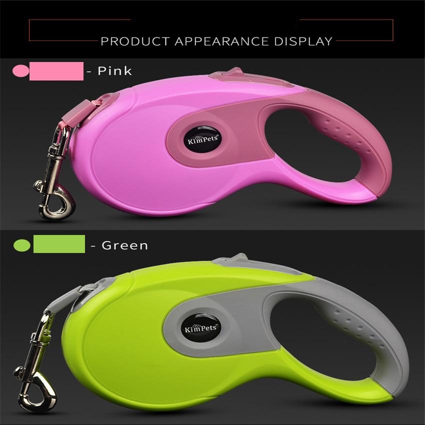 Durable automatic retractable dog leash made of nylon, available in various colors, designed for small to medium dogs.