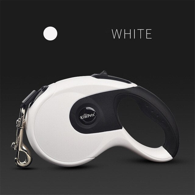 Durable automatic retractable dog leash made of nylon, available in various colors, designed for small to medium dogs.