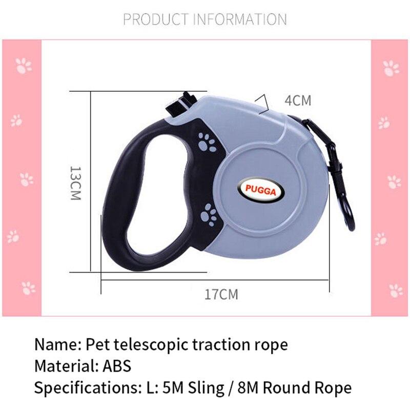 Durable automatic retractable pet dog leash in a solid design, suitable for dogs and cats, showcasing its flexible extending lead feature.