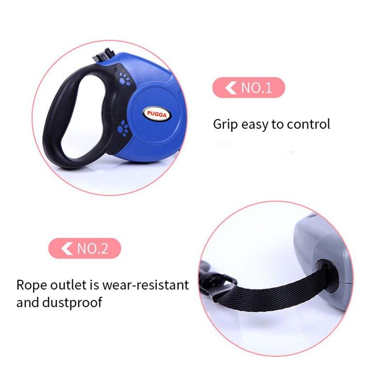 Durable automatic retractable pet dog leash in a solid design, suitable for dogs and cats, showcasing its flexible extending lead feature.
