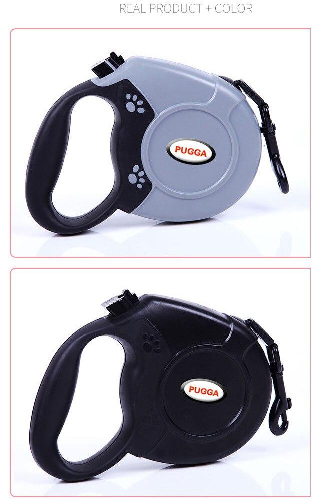 Durable automatic retractable pet dog leash in a solid design, suitable for dogs and cats, showcasing its flexible extending lead feature.