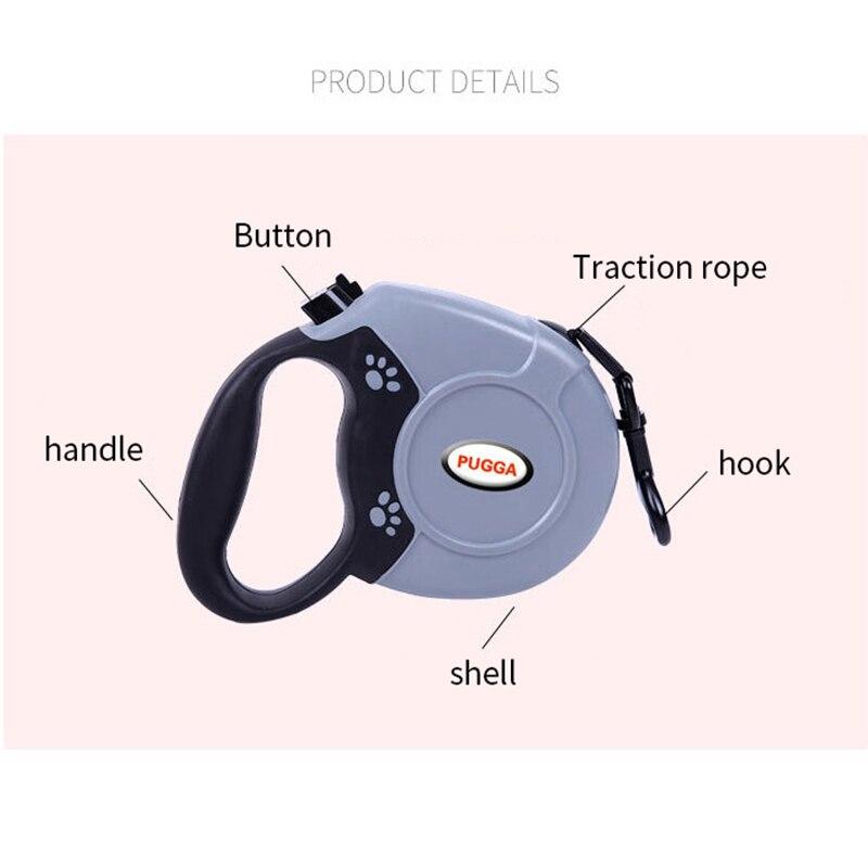 Durable automatic retractable pet dog leash in a solid design, suitable for dogs and cats, showcasing its flexible extending lead feature.