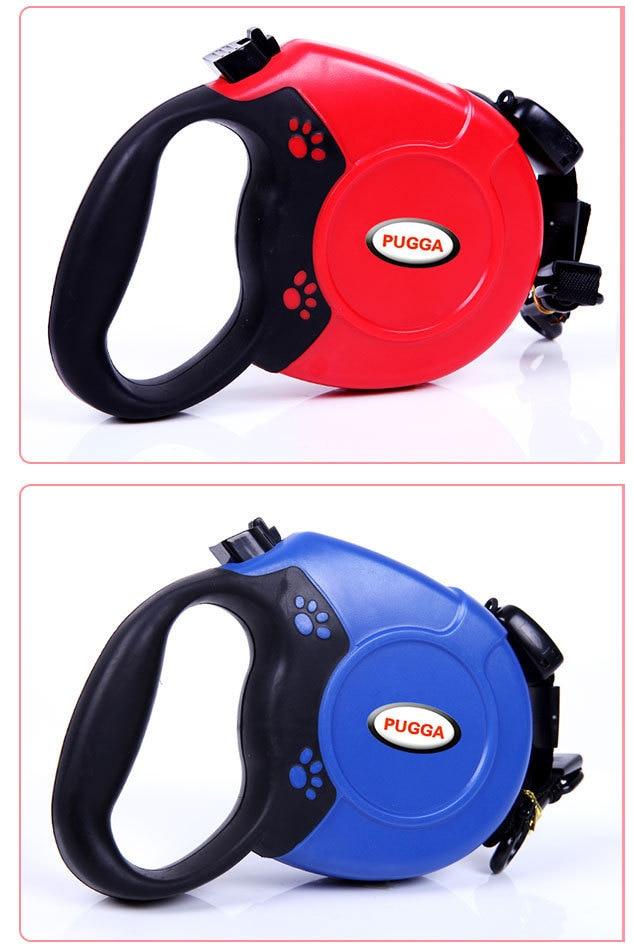 Durable automatic retractable pet dog leash in a solid design, suitable for dogs and cats, showcasing its flexible extending lead feature.