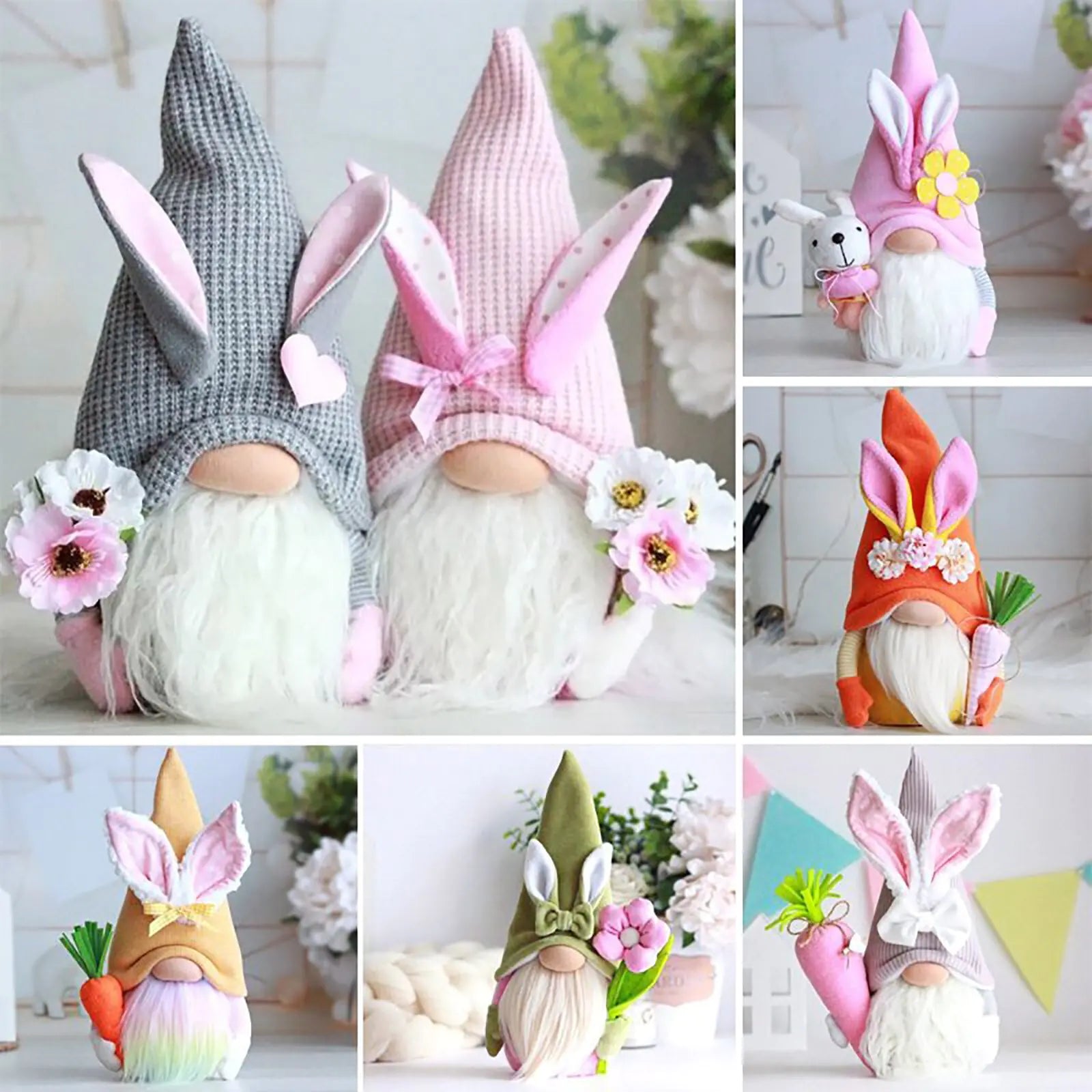 A charming Easter Faceless Doll Decoration Bunny with pastel colors, perfect for festive decor.
