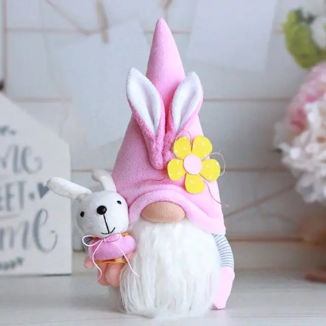 A charming Easter Faceless Doll Decoration Bunny with pastel colors, perfect for festive decor.