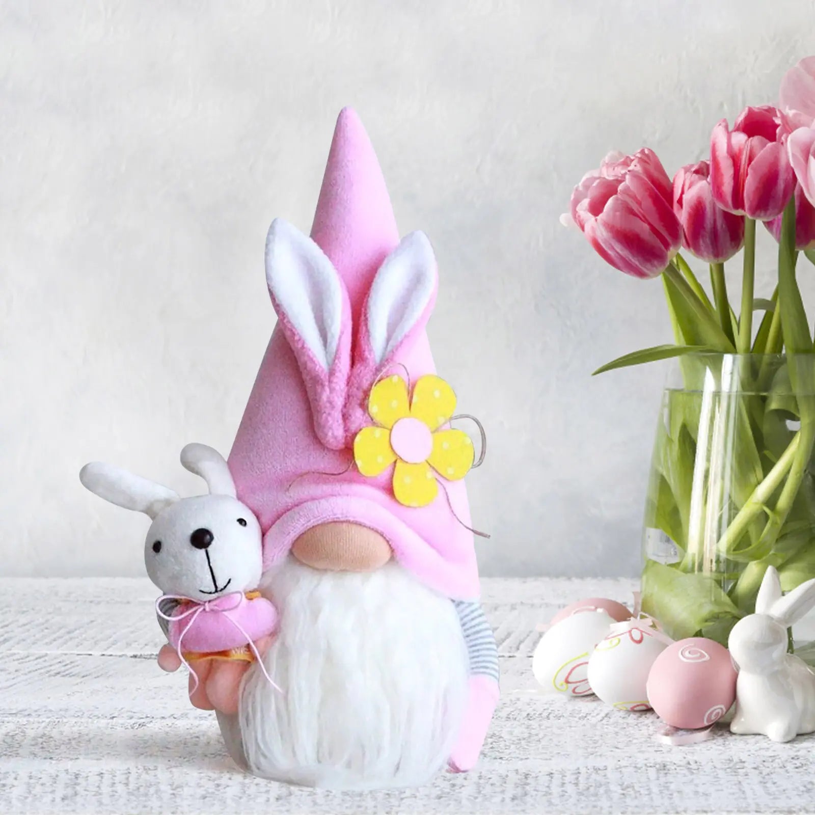 A charming Easter Faceless Doll Decoration Bunny with pastel colors, perfect for festive decor.