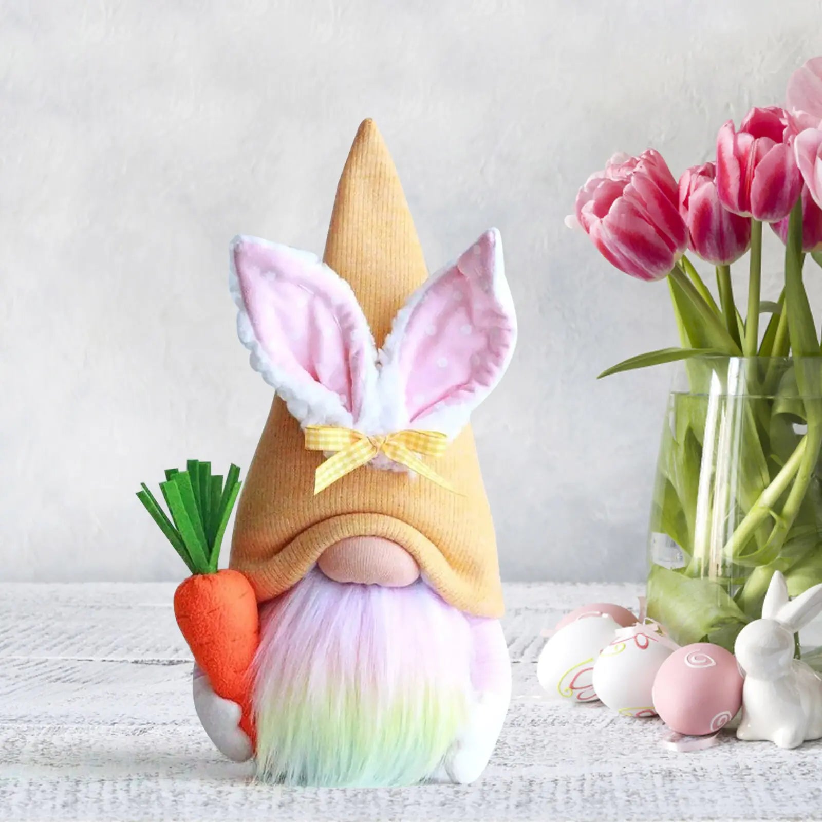 A charming Easter Faceless Doll Decoration Bunny with pastel colors, perfect for festive decor.
