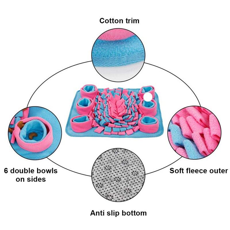 Eco Friendly Pet Dog Snuffle Mat in colorful floral design, made of soft fleece with a non-slip base, perfect for slow feeding and training.