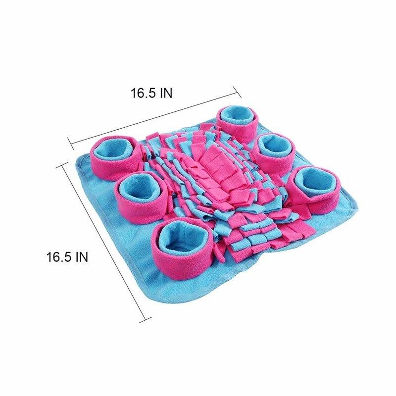 Eco Friendly Pet Dog Snuffle Mat in colorful floral design, made of soft fleece with a non-slip base, perfect for slow feeding and training.