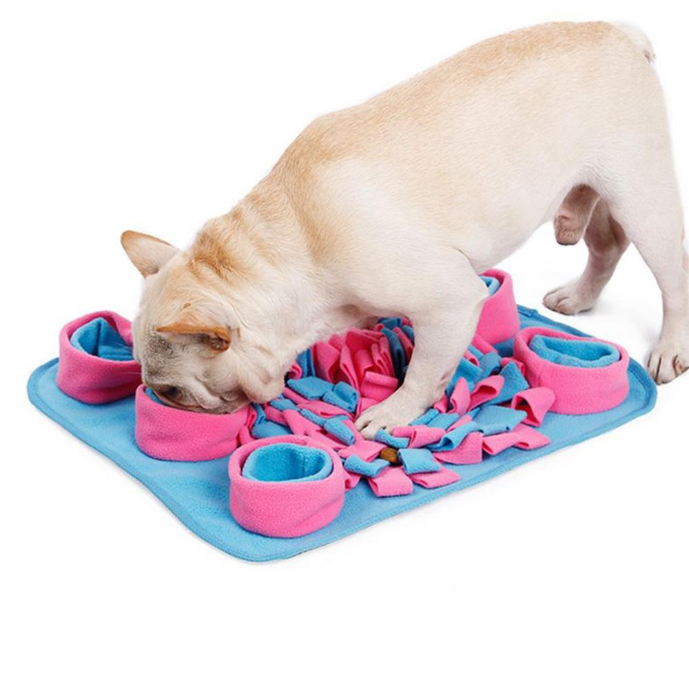 Eco Friendly Pet Dog Snuffle Mat in colorful floral design, made of soft fleece with a non-slip base, perfect for slow feeding and training.