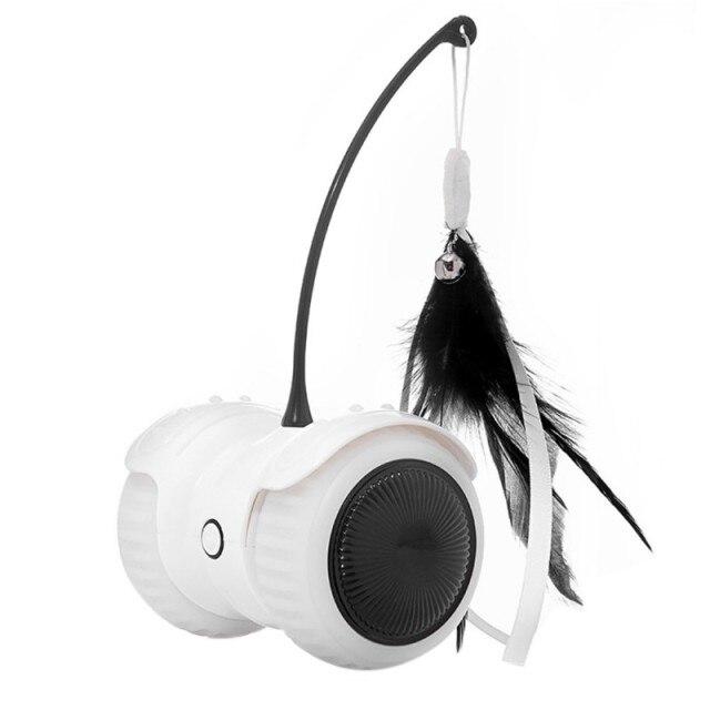 Electric Pet Smart Interactive Cat Toy featuring a luminous remote control car with feather toys and LED lights, designed for cat entertainment.