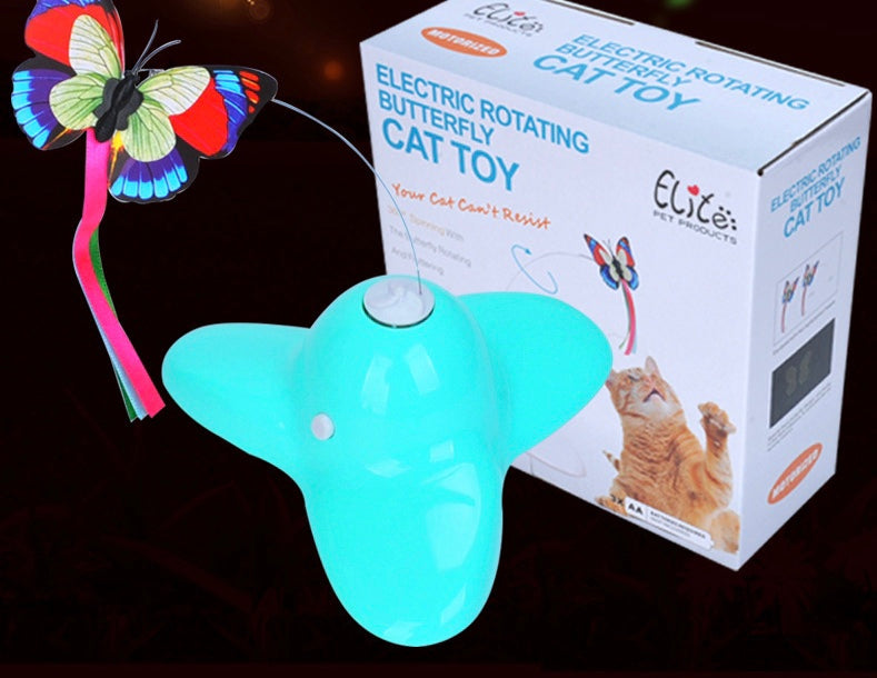 Electric rotating butterfly cat toy with vibrant colors and engaging design, perfect for keeping cats entertained.