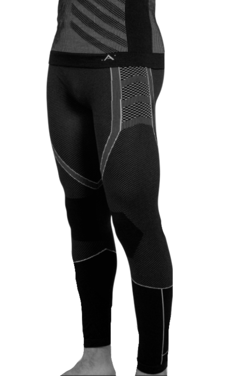 ENERGY black unisex thermal leggings displayed on a flat surface, showcasing their soft fabric and seamless design.