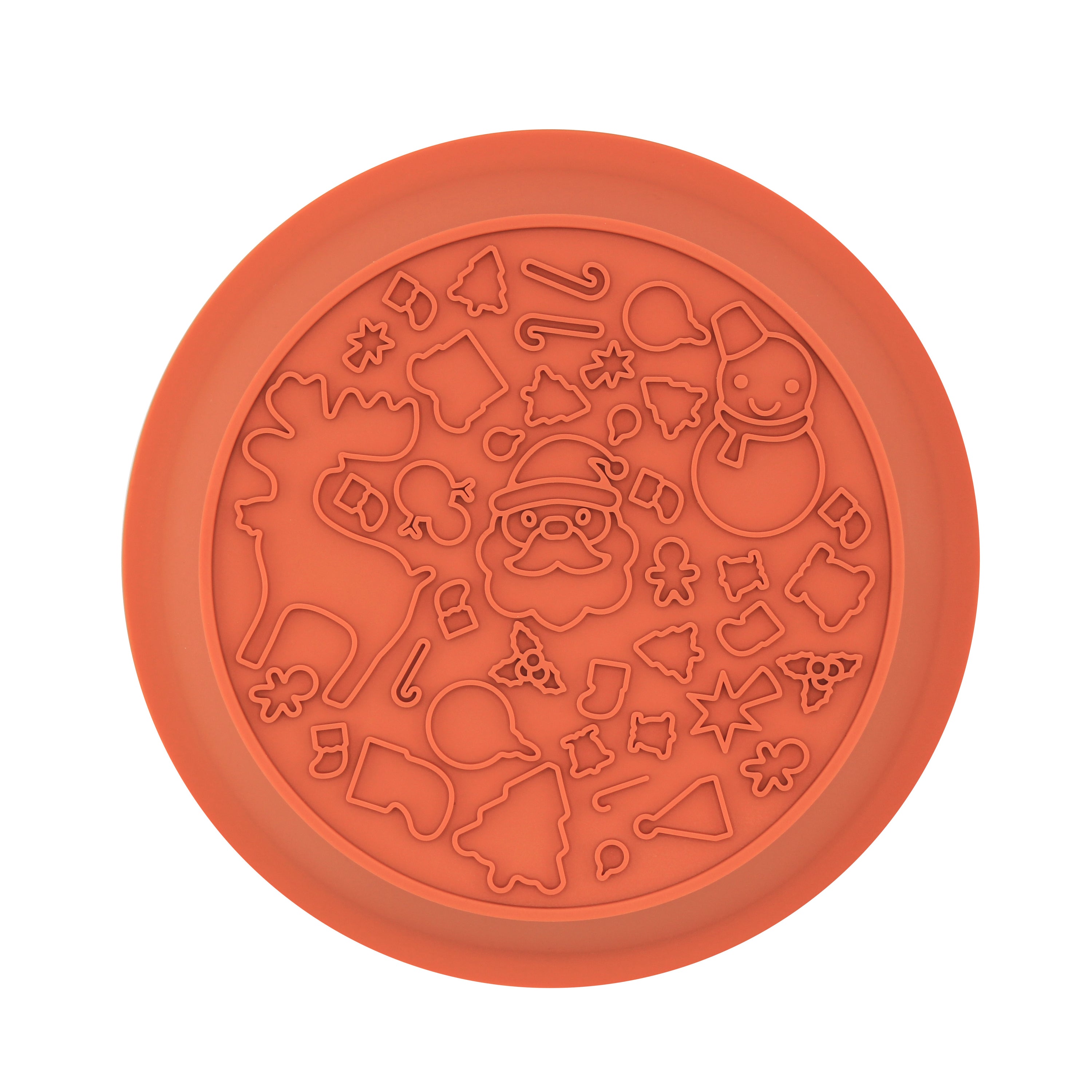 Festive Slow Feeder Pet Bowl in pink gingerbread and green Christmas tree designs, paired with a colorful licking mat, perfect for holiday meals.