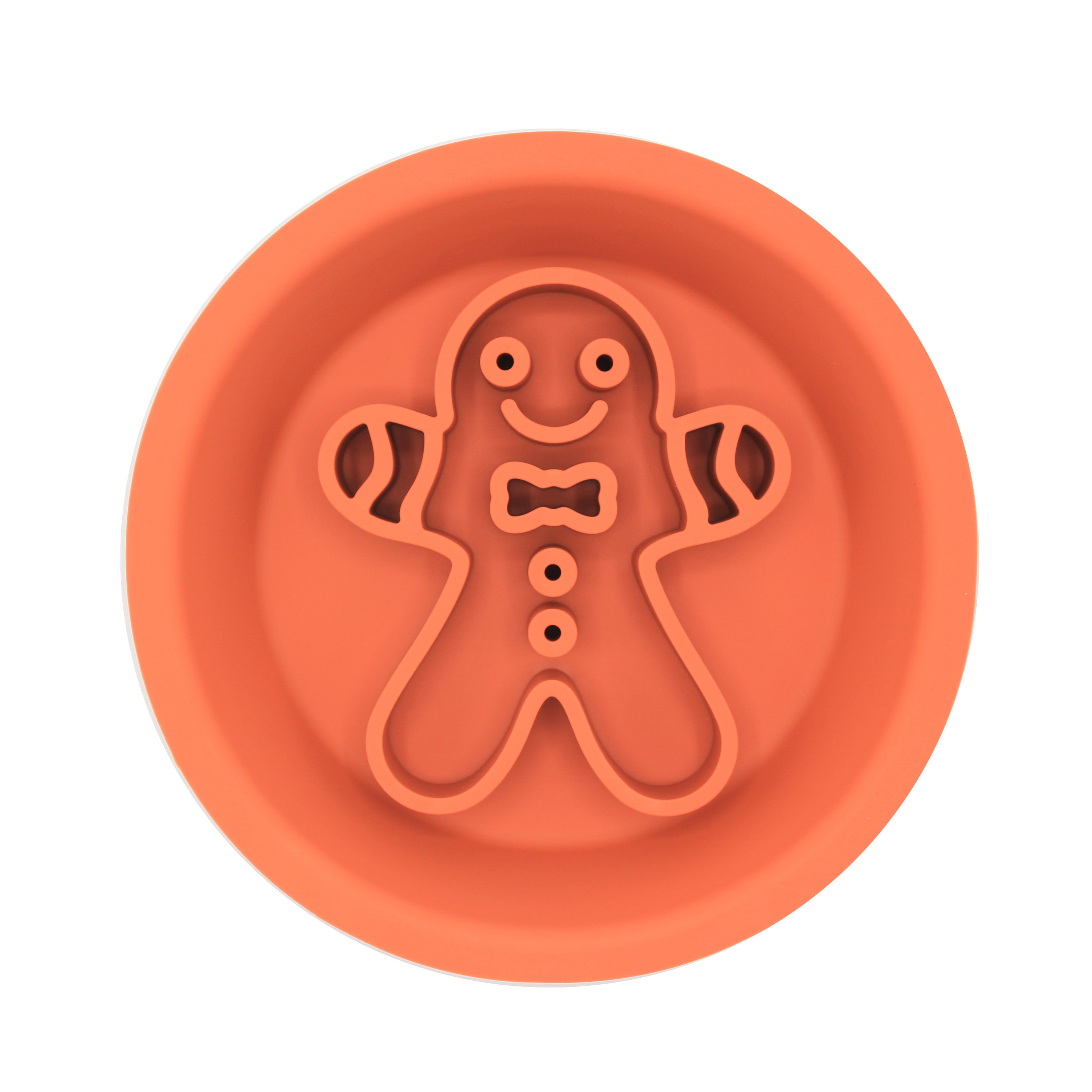 Festive Slow Feeder Pet Bowl in pink gingerbread and green Christmas tree designs, paired with a colorful licking mat, perfect for holiday meals.