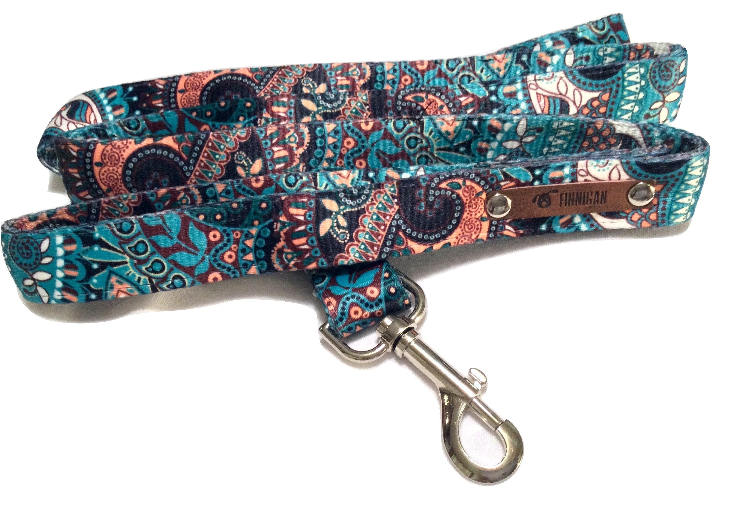 Finnigan Designer 7ft Dog Lead showcasing luxury nylon webbing and strong metal hardware, perfect for stylish dog walks.