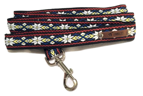 Finnigan Designer 7ft Dog Lead showcasing luxury nylon webbing and strong metal hardware, perfect for stylish dog walks.