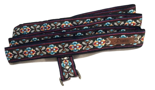 Finnigan Designer 7ft Dog Lead showcasing luxury nylon webbing and strong metal hardware, perfect for stylish dog walks.