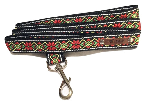 Finnigan Designer 7ft Dog Lead showcasing luxury nylon webbing and strong metal hardware, perfect for stylish dog walks.