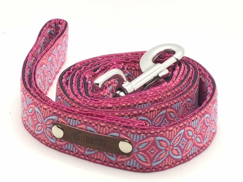 Finnigan's Designer Dog Collar No.11L, a stylish and durable collar for large dogs, featuring beautiful fabric and sturdy metal hardware.