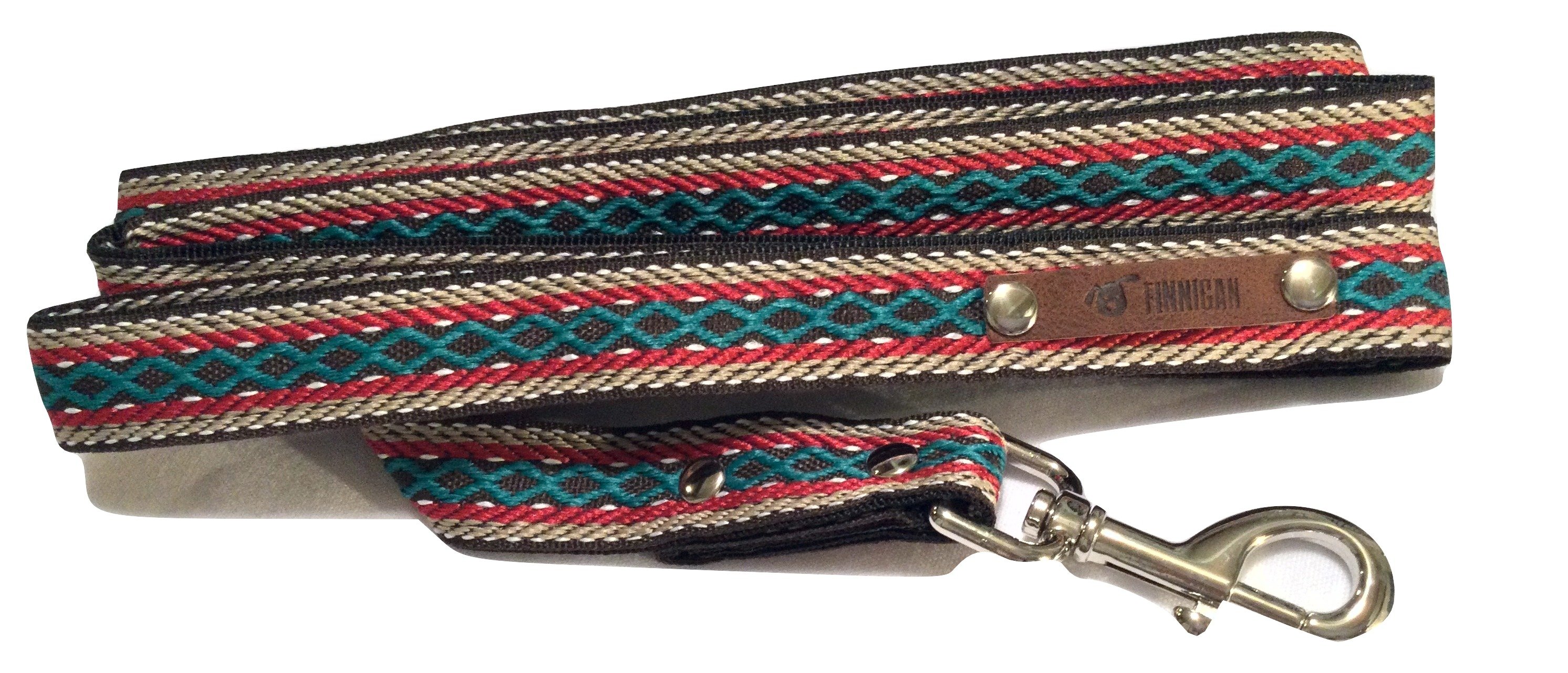 A stylish Finnigan's Personalised Designer Dog Collar featuring vibrant patterns and a custom engraved aluminium buckle, perfect for any dog.