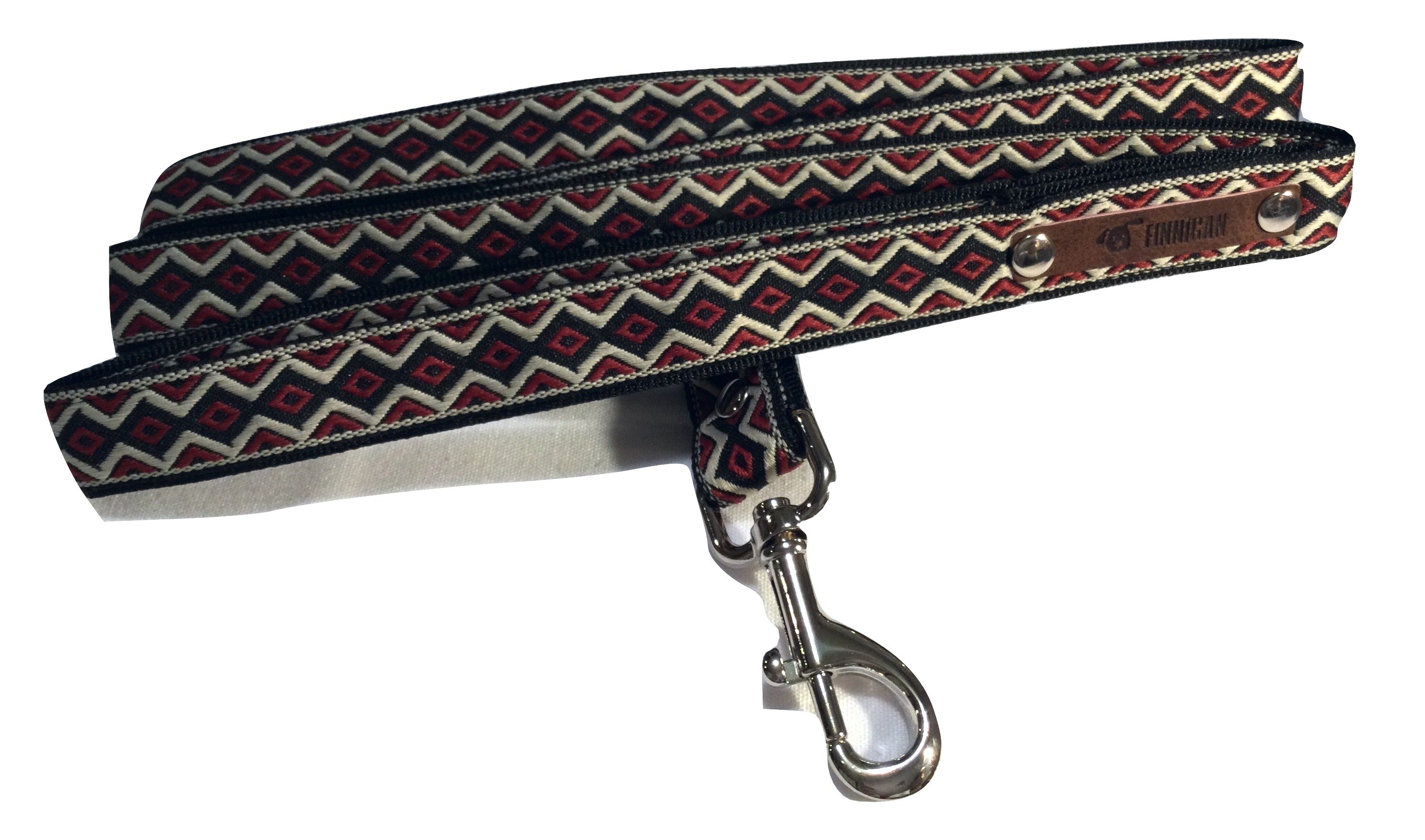 A stylish Finnigan's Personalised Designer Dog Collar featuring vibrant patterns and a custom engraved aluminium buckle, perfect for any dog.