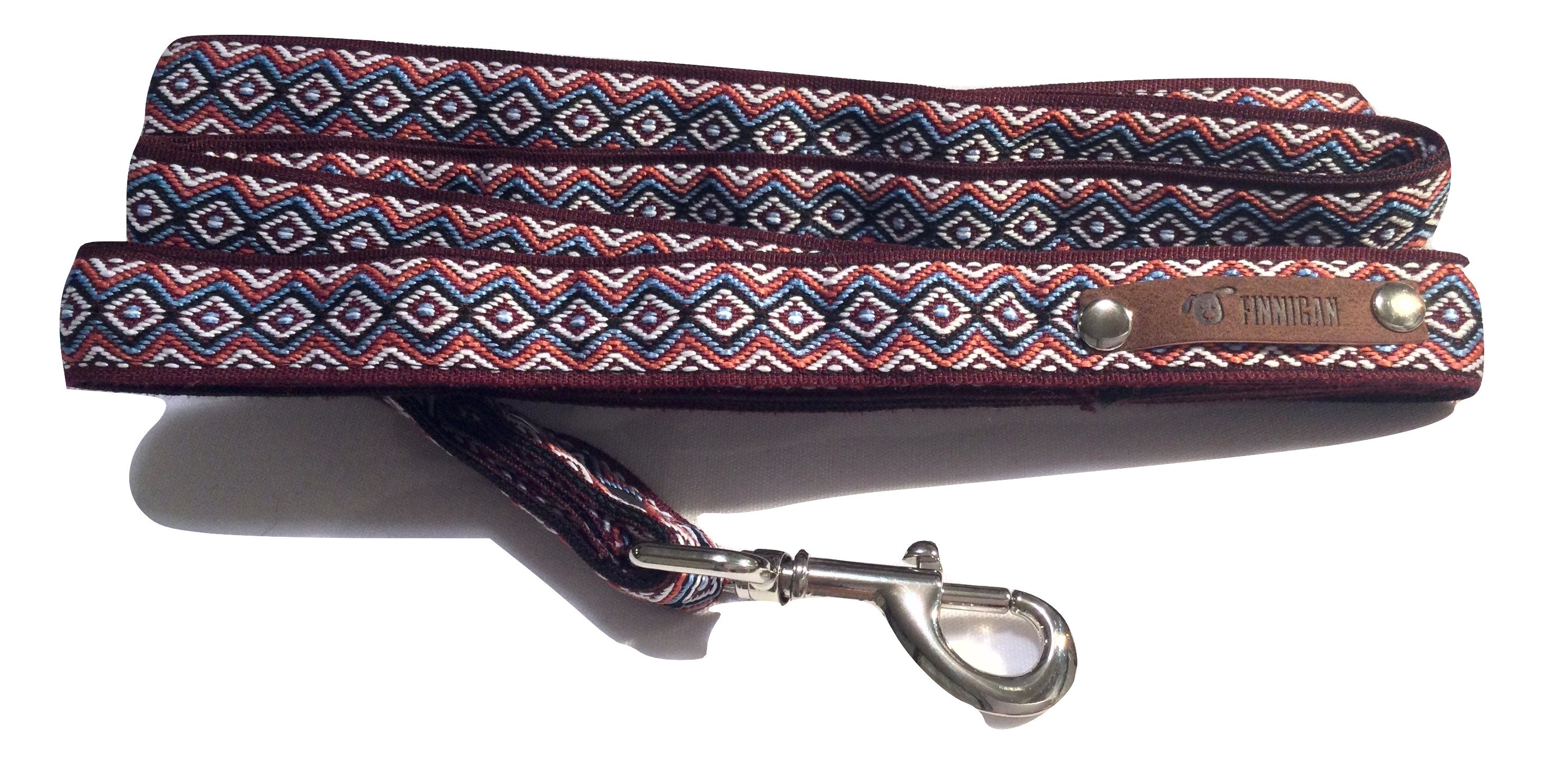 A stylish Finnigan's Personalised Designer Dog Collar featuring vibrant patterns and a custom engraved aluminium buckle, perfect for any dog.