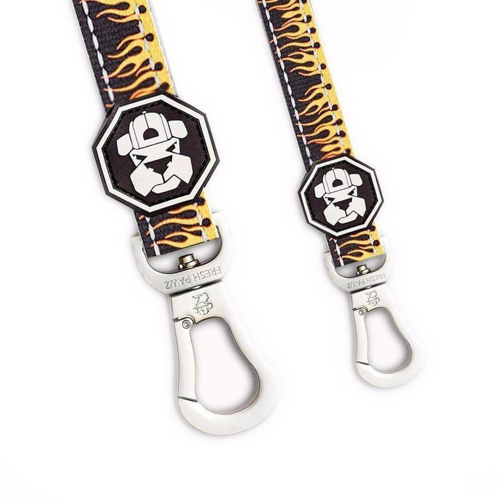 Flame Thrower Leash featuring vibrant pastel colors and a neoprene padded handle for comfort.