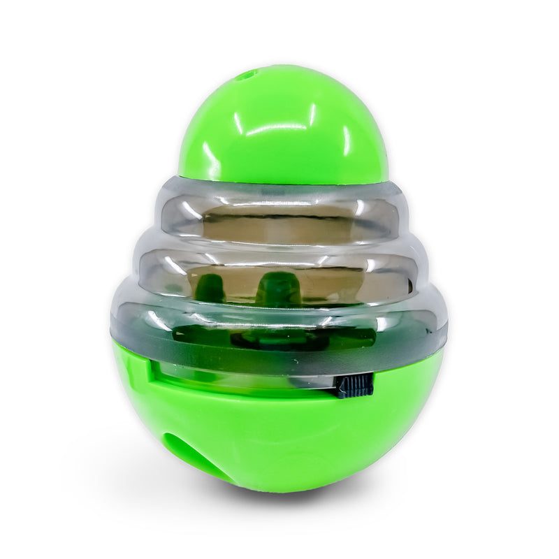 Flipo Tumbler™ Treat Dispensing Pet Toy in vibrant colors, designed for interactive play and treat dispensing for dogs.