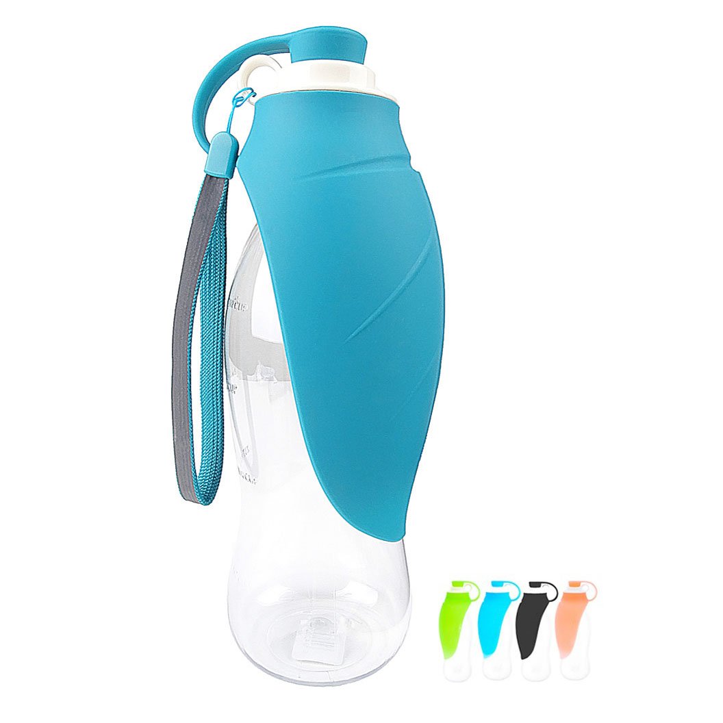 A Flip-Up Leaf Portable Pet Water Bottle designed for easy hydration on the go, featuring a soft silicone leaf top and a durable body.