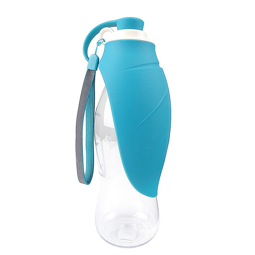 A Flip-Up Leaf Portable Pet Water Bottle designed for easy hydration on the go, featuring a soft silicone leaf top and a durable body.