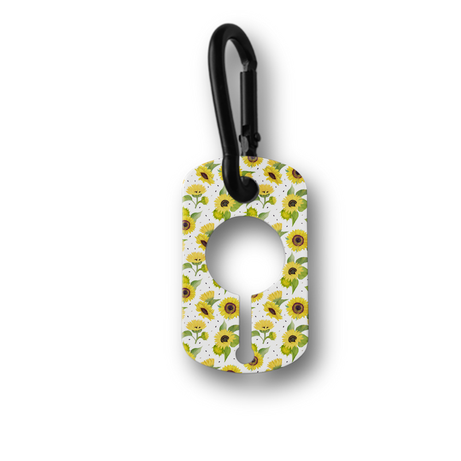 Floral 2 Doo Pal dog poop bag holder in a compact design, featuring a small black carabiner for easy attachment.