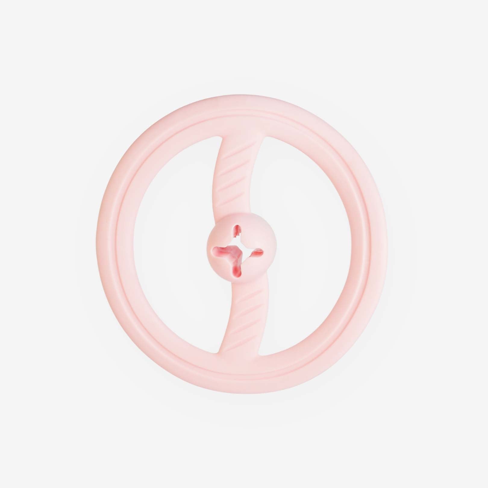 Fly Away Dog Toy in bright blue color, frisbee-shaped with treat cavity and mint infusion for fresh breath.