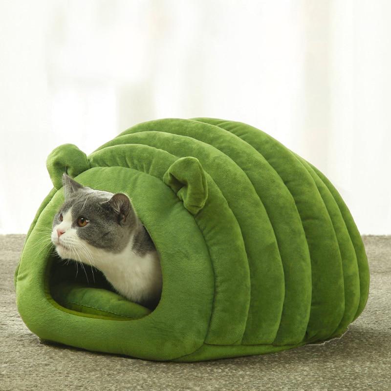 Foldable Cat Bed in a cozy design, featuring a removable mat and made from eco-friendly corduroy, perfect for small dogs and cats.