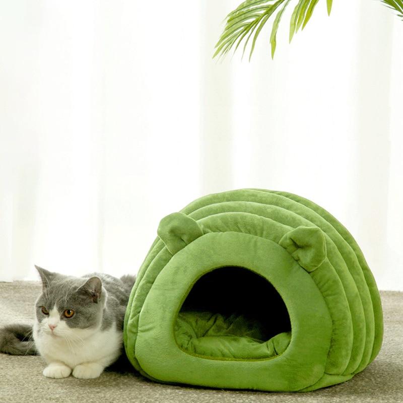 Foldable Cat Bed in a cozy design, featuring a removable mat and made from eco-friendly corduroy, perfect for small dogs and cats.