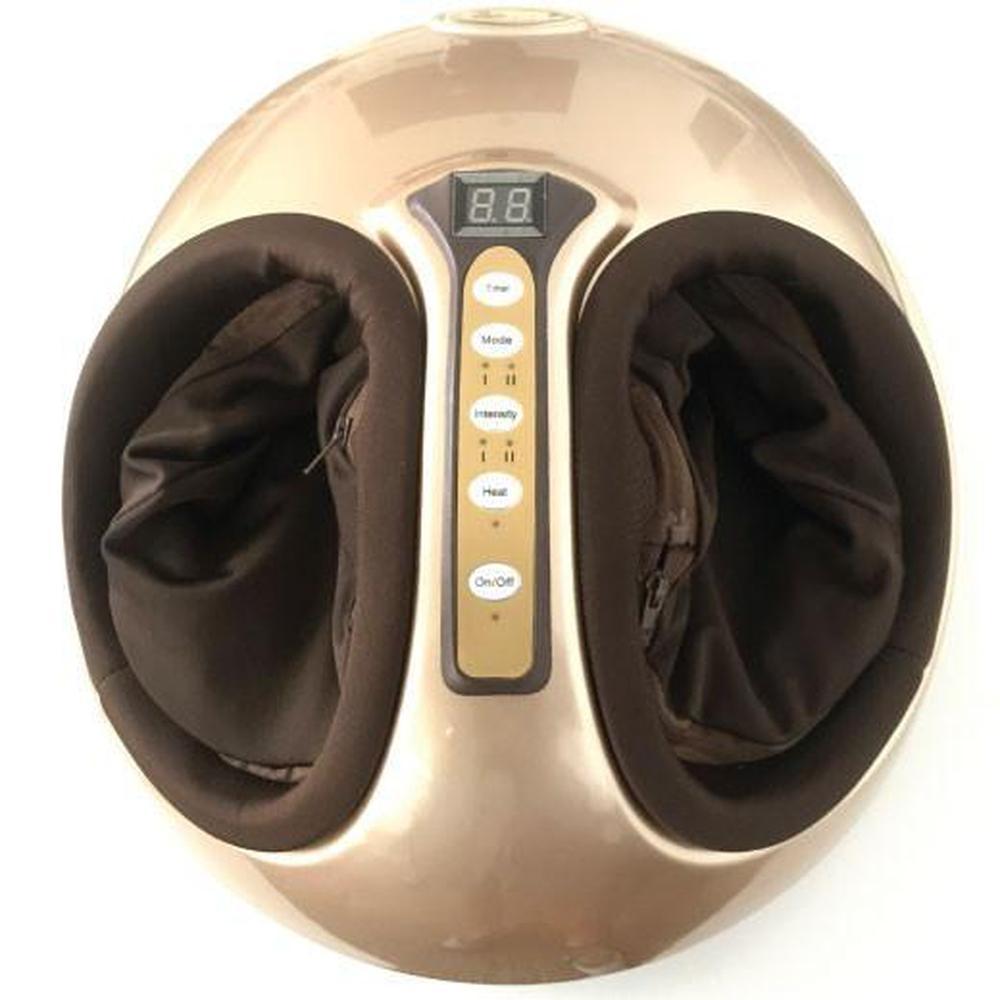 Gold 3D Shiatsu Foot Massager with heat and kneading features, designed for ultimate relaxation and comfort.